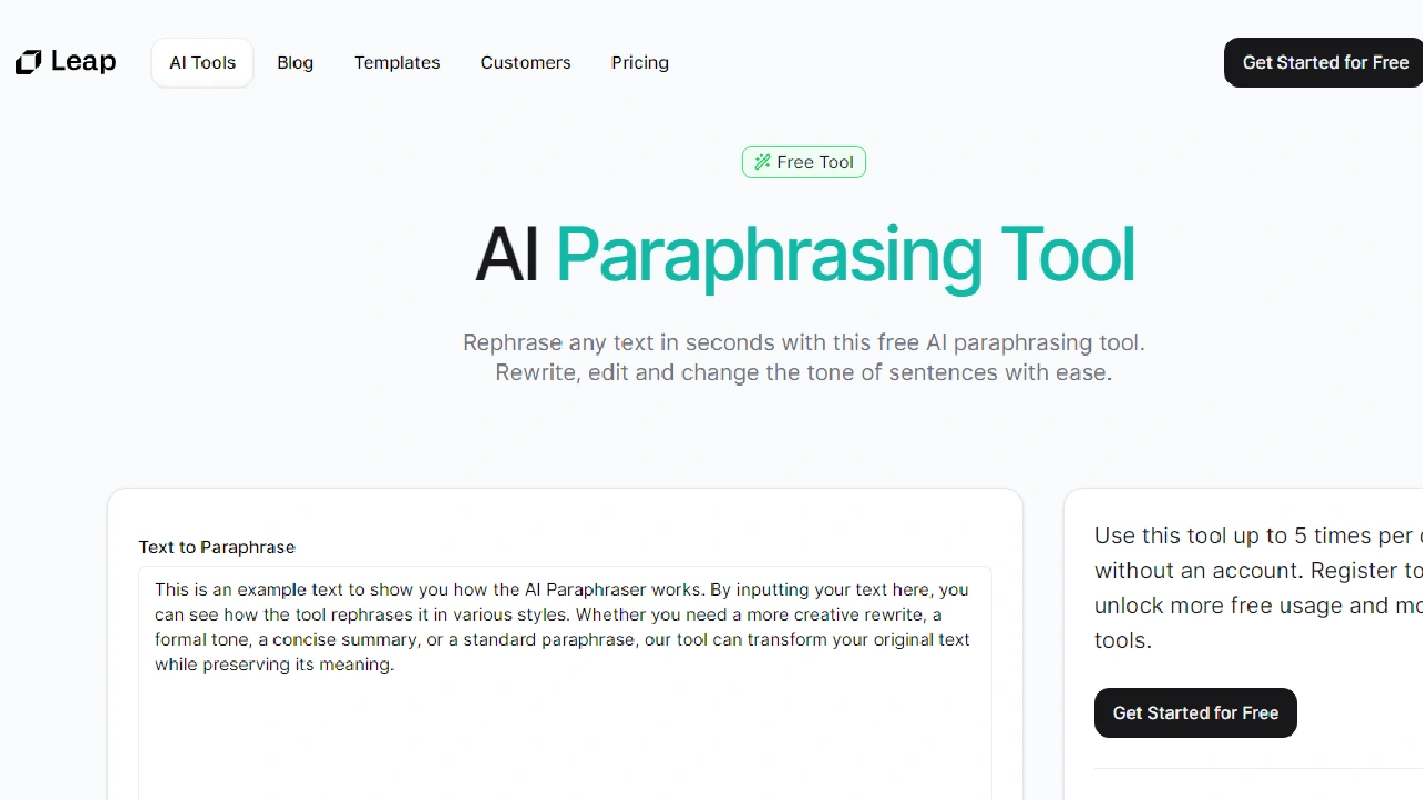 Paraphrasing Tool by Leap