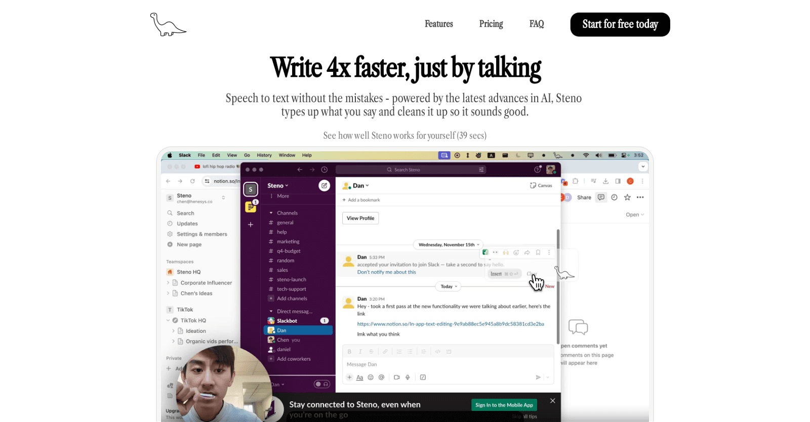 Steno-Write 4x faster, just by talking