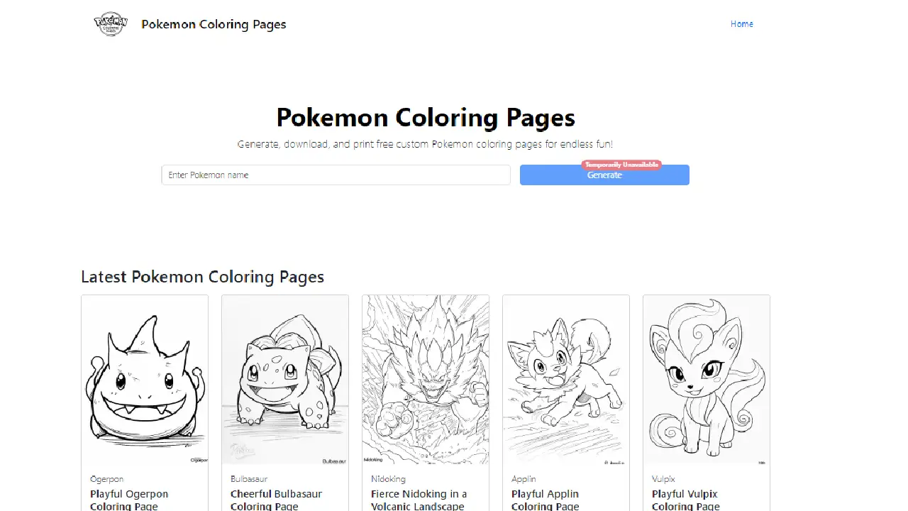 Pokemon Coloring Pages AI