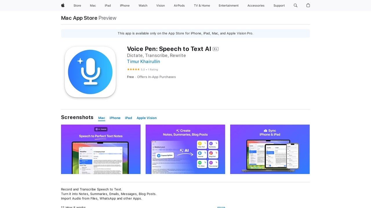 Voice Pen: Speech to Text AI