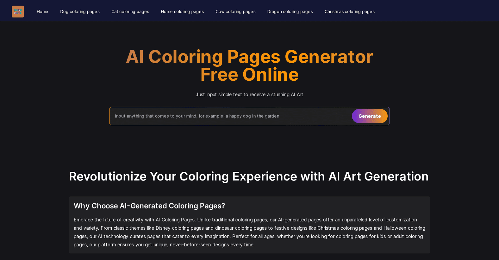 AI Coloring Pages Generator Free Online