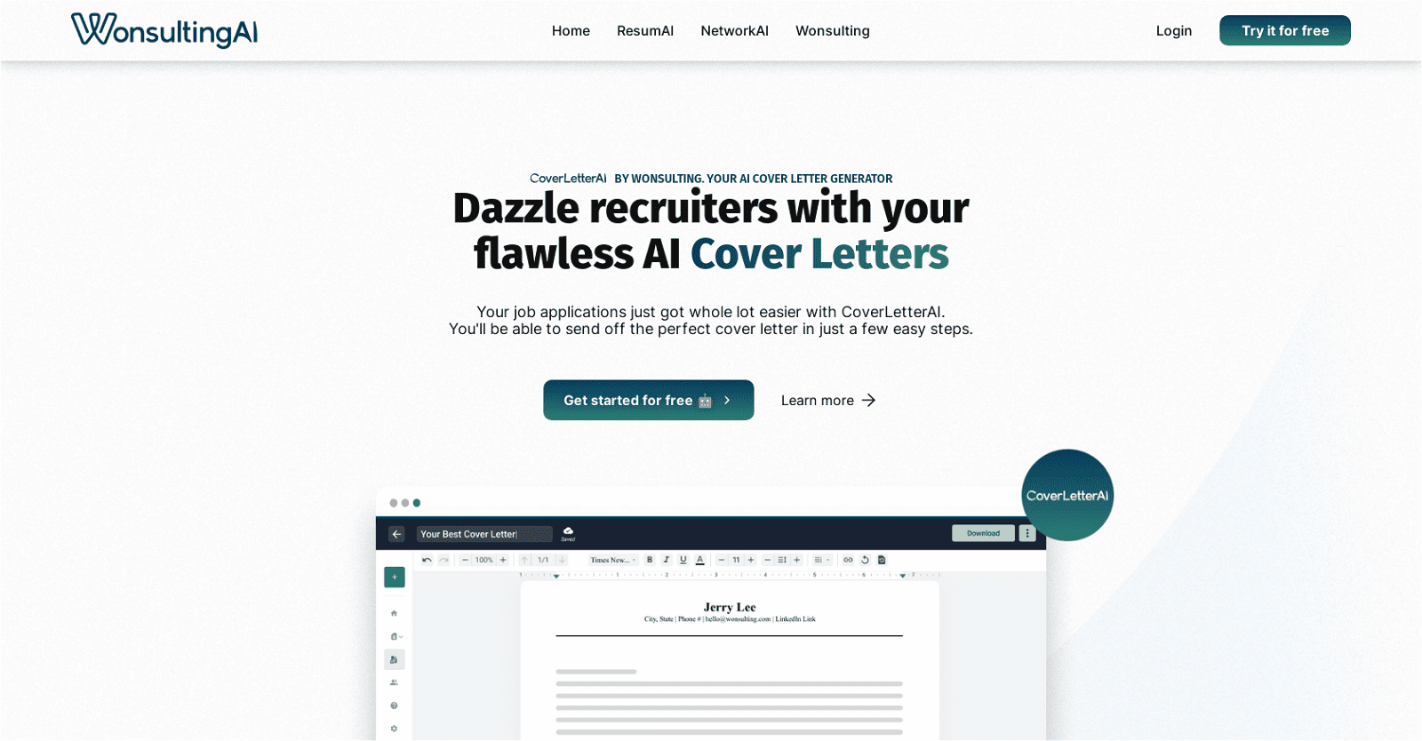 Coverletter AI by Wonsulting