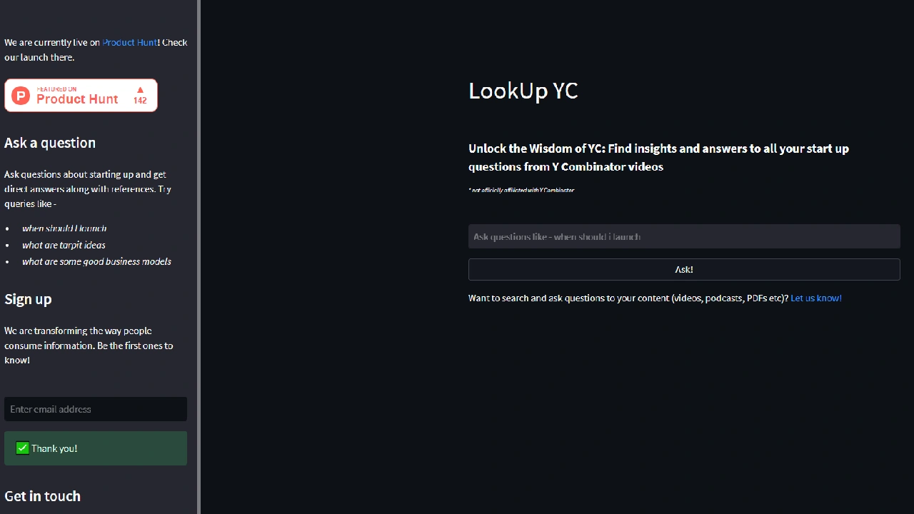 LookUp YC