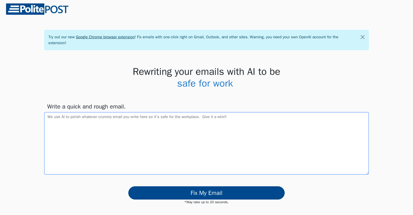 Politepost-Writing polished, workplace-appropriate emails