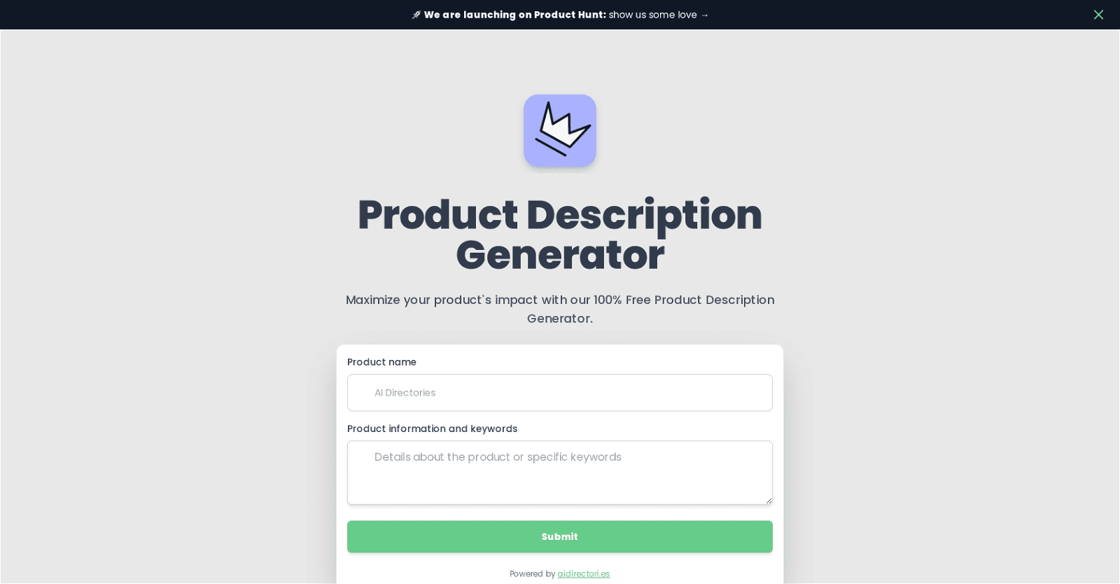 Product Description Generator by AIDirectories