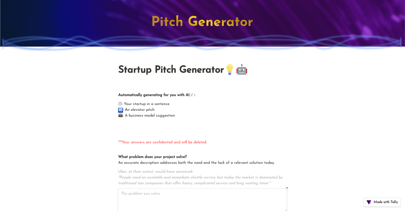 Startup Pitch Generator