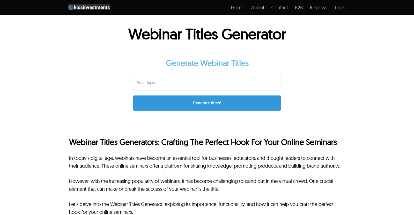Webinar Titles Generator
